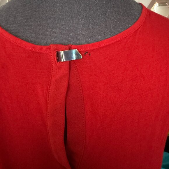 Mango Womens Red Short-Sleeve Back Keyhole Top XS/S - Picture 4 of 5